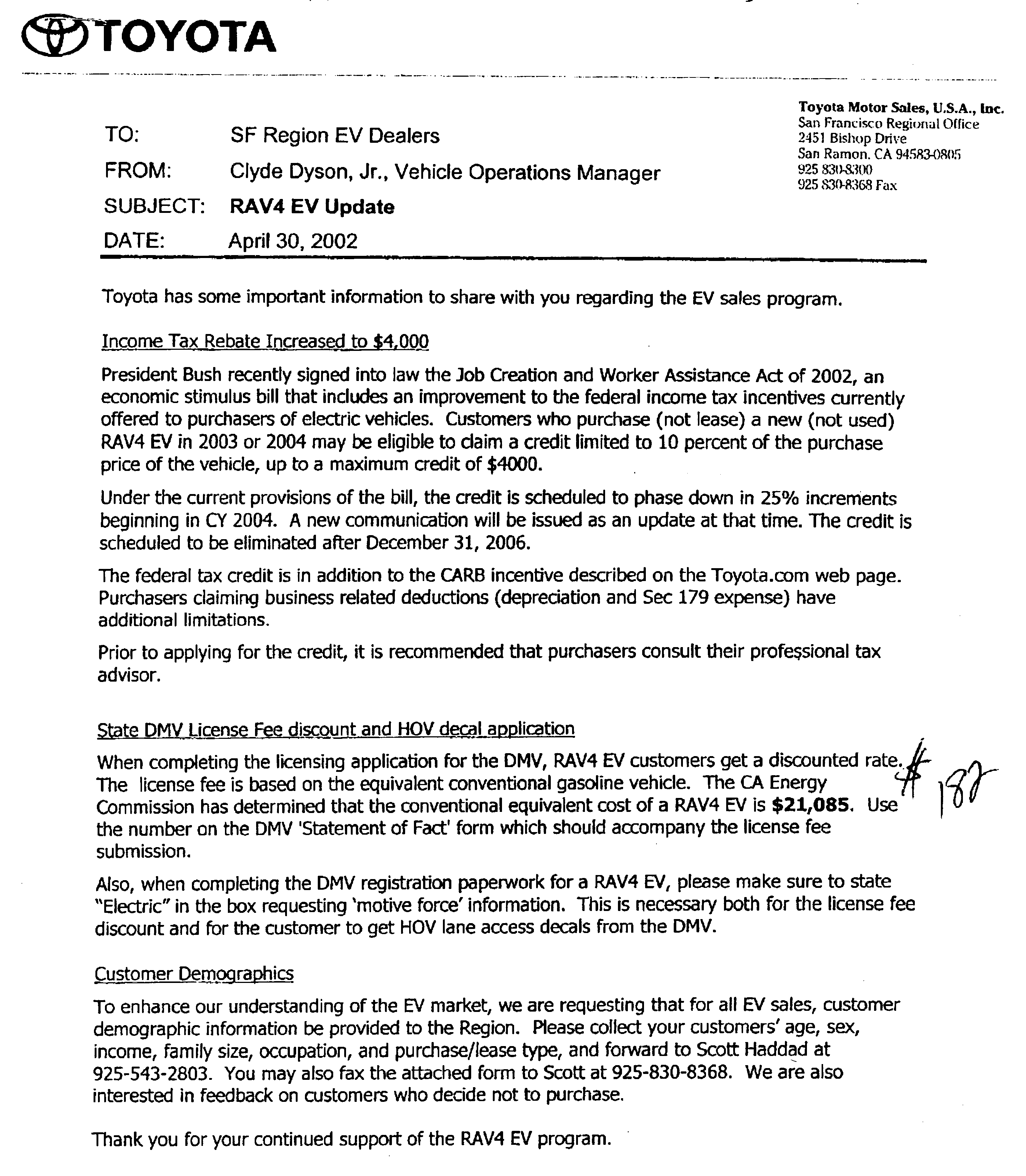 memo from toyota #4 memo from toyota #4